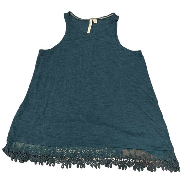 Lauren Conrad Teal Lace trimmed Sleeveless Tunic Sz M - Picture 1 of 7